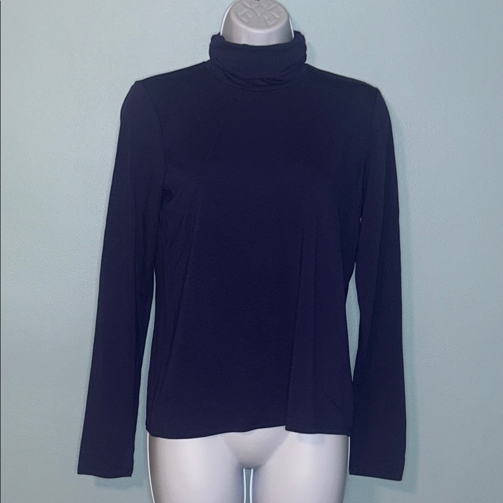 NWT Eileen Fisher Dark Purple Long Sleeve Scrunch neck Turtleneck, XS